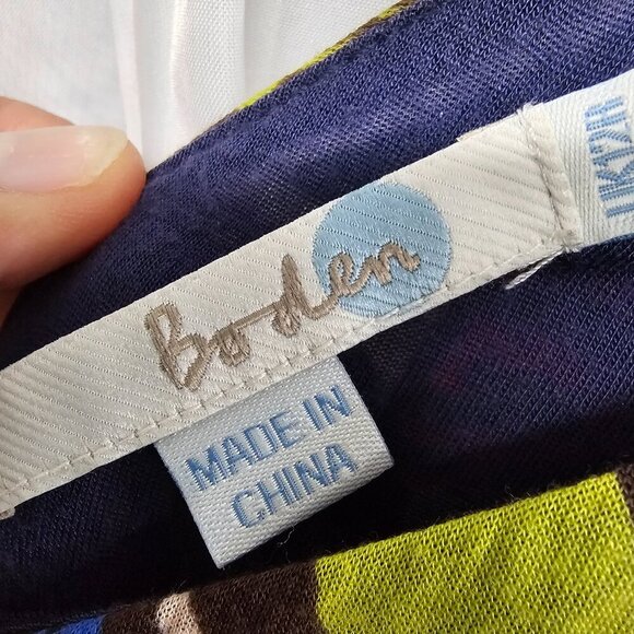 Boden Blue Purple Abstract Leaf Print Jersey Dress Boho Babydoll Y2K Artsy 8 - Picture 9 of 13